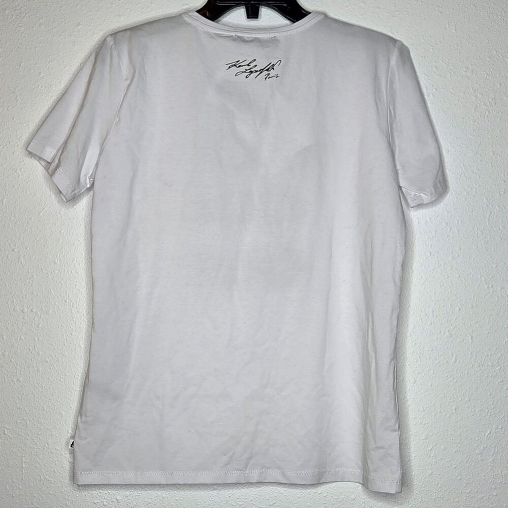 NWOT KARL LAGERFELD PARIS Women's OUI X3 Logo Detail T-shirt - Picture 2 of 5